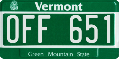 VT license plate OFF651