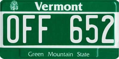 VT license plate OFF652