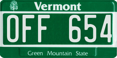 VT license plate OFF654