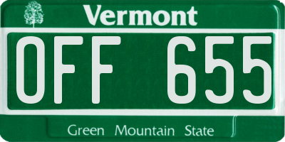 VT license plate OFF655