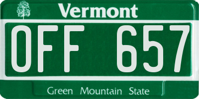 VT license plate OFF657