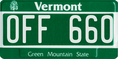 VT license plate OFF660