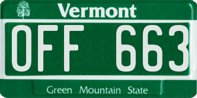VT license plate OFF663