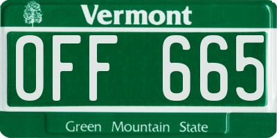 VT license plate OFF665