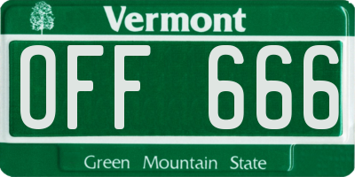 VT license plate OFF666