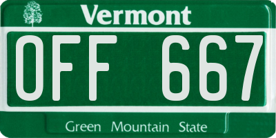 VT license plate OFF667