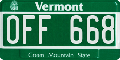 VT license plate OFF668