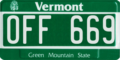 VT license plate OFF669