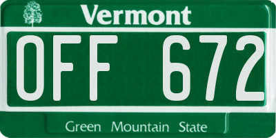 VT license plate OFF672