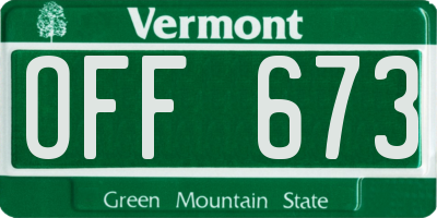 VT license plate OFF673