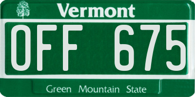 VT license plate OFF675