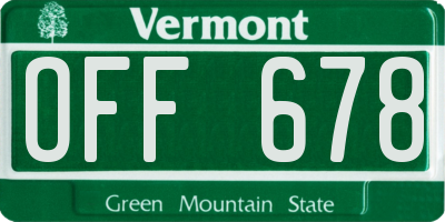 VT license plate OFF678