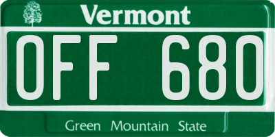 VT license plate OFF680