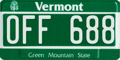 VT license plate OFF688