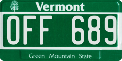 VT license plate OFF689