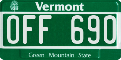 VT license plate OFF690