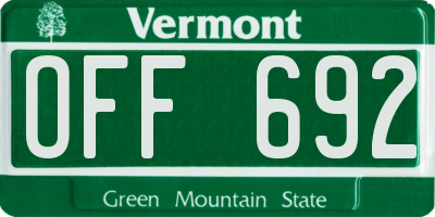 VT license plate OFF692