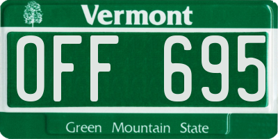 VT license plate OFF695