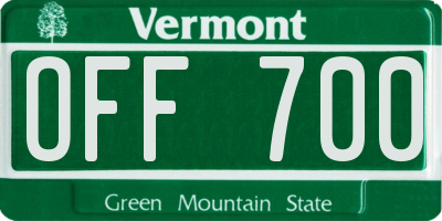 VT license plate OFF700