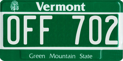VT license plate OFF702