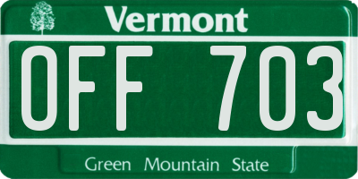 VT license plate OFF703