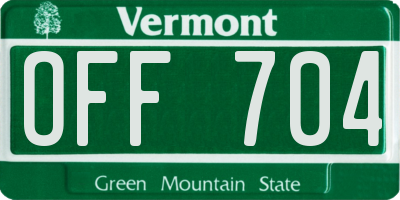 VT license plate OFF704