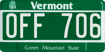 VT license plate OFF706