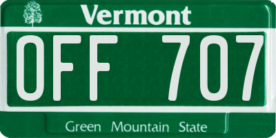 VT license plate OFF707