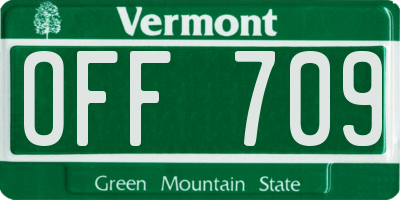 VT license plate OFF709