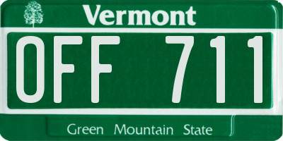 VT license plate OFF711
