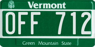 VT license plate OFF712