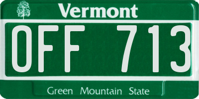 VT license plate OFF713