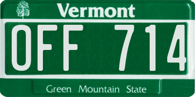 VT license plate OFF714