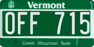 VT license plate OFF715