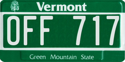 VT license plate OFF717