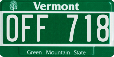 VT license plate OFF718