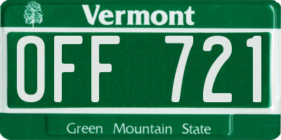 VT license plate OFF721