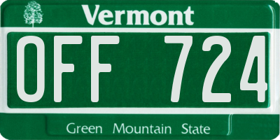 VT license plate OFF724