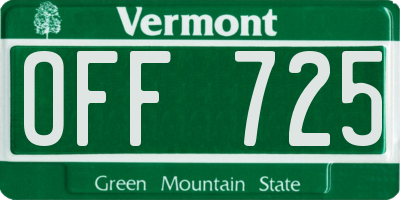 VT license plate OFF725
