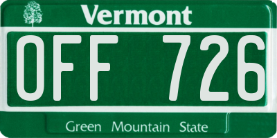 VT license plate OFF726