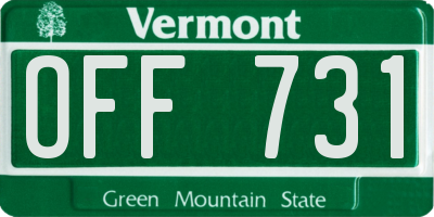 VT license plate OFF731