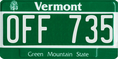 VT license plate OFF735