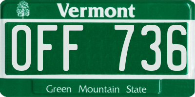 VT license plate OFF736