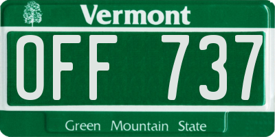 VT license plate OFF737
