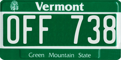 VT license plate OFF738