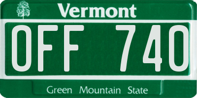 VT license plate OFF740
