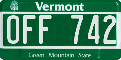 VT license plate OFF742