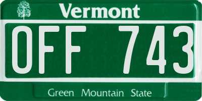 VT license plate OFF743