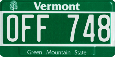 VT license plate OFF748