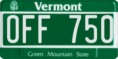 VT license plate OFF750